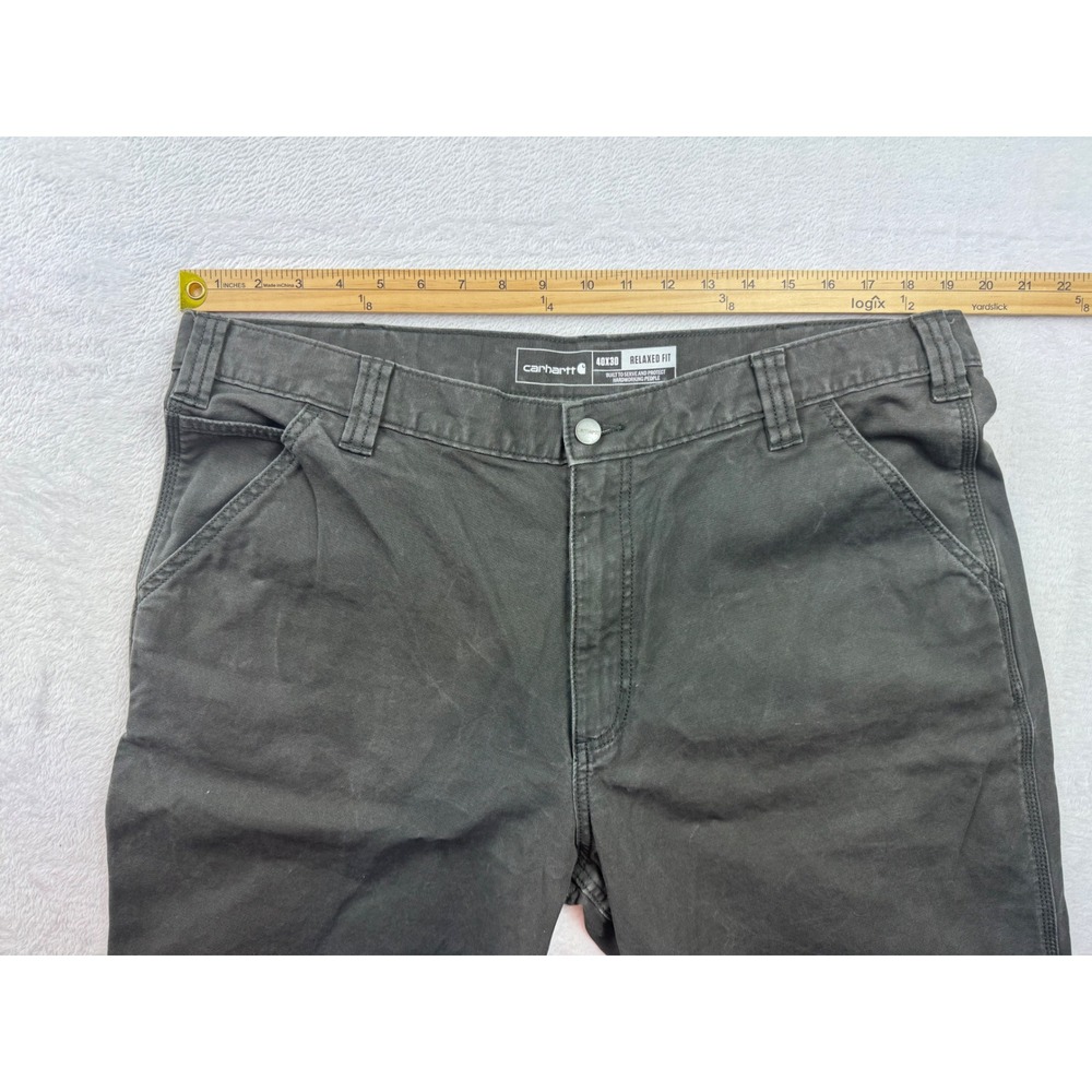 Carhartt Relaxed Fit Carpenter Pants Mens 40x30 Gray Canvas Work Utility - Picture 5 of 7